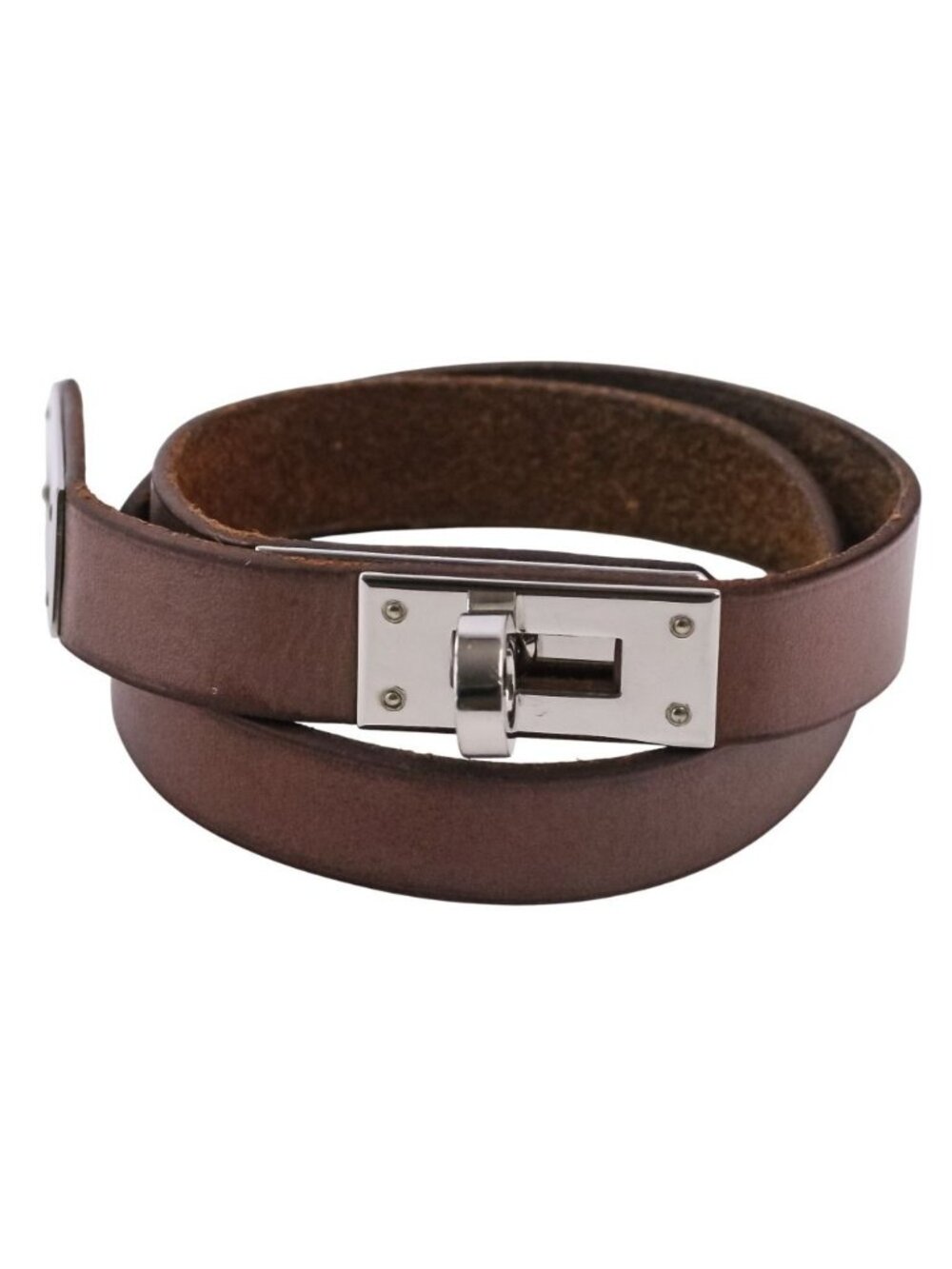 Hermes Kelly Double Tour Leather Bracelet Choker Brown